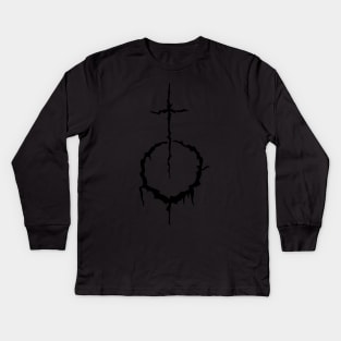 Gothic Christian Cross Crescent Moon Kids Long Sleeve T-Shirt